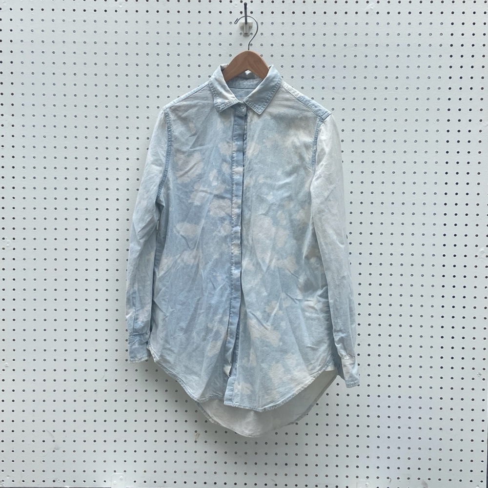 Oversized Sundry button down tie-dye chambray shirt